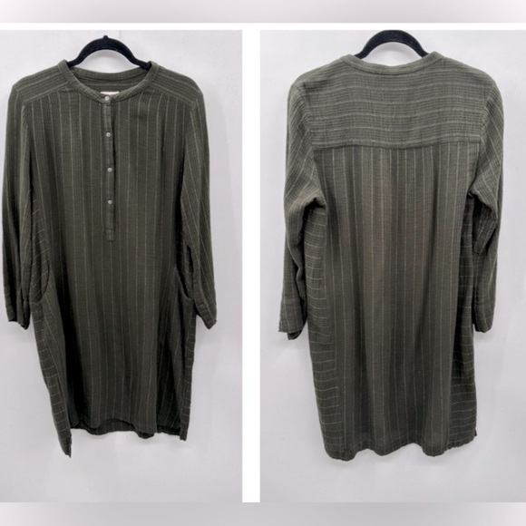 WRAP LONDON Green striped lagenlook womans boho chic casual tunic top/dress 6 - Picture 1 of 11